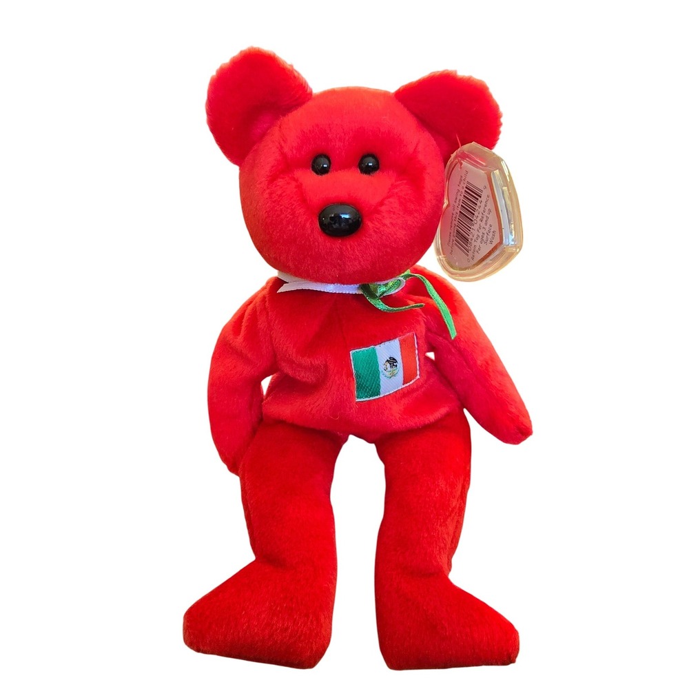 Ty Beanie Baby Osito Red Bear Mexico Flag Plush Collectible Toy 1999